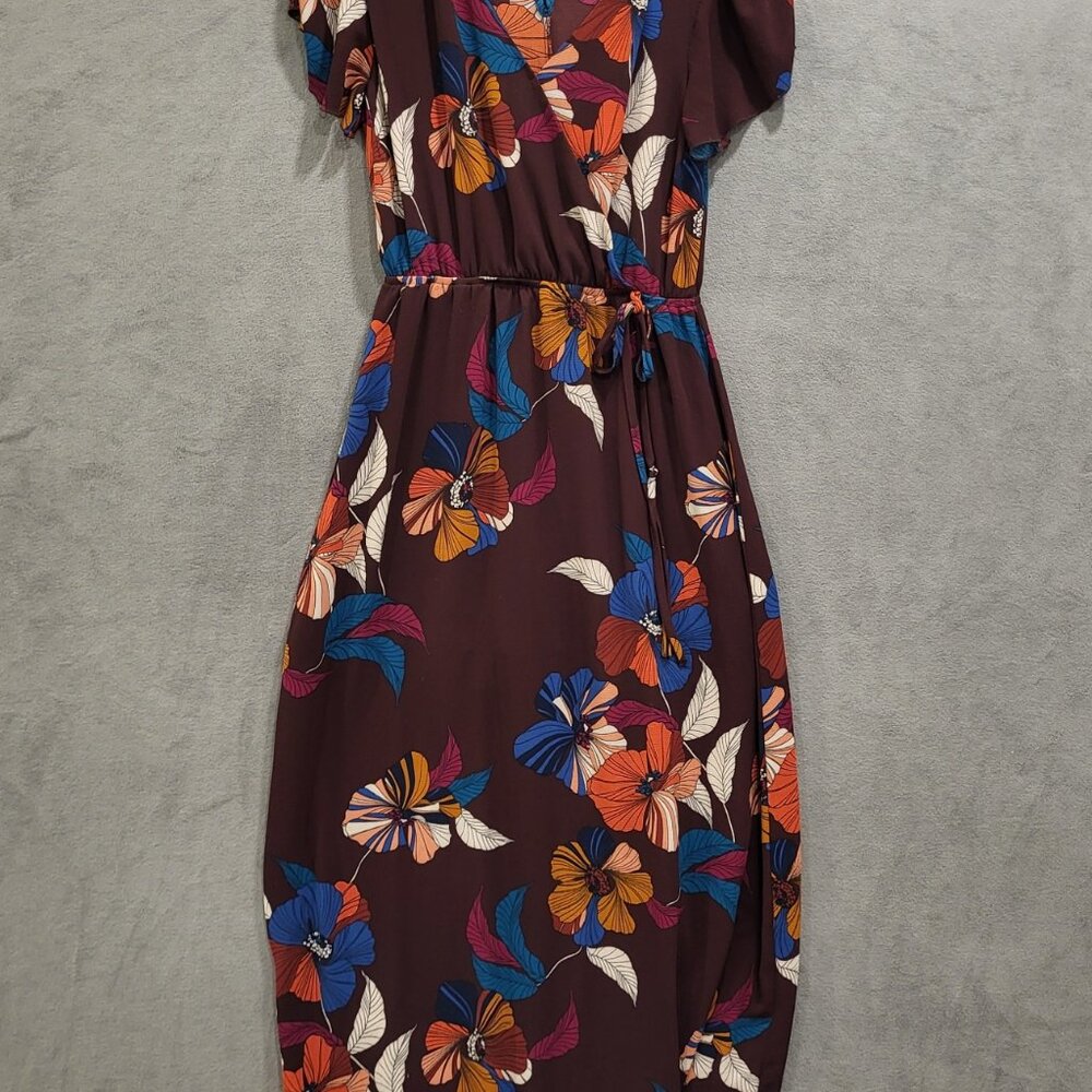 Maurices Faux Wrap Maxi Dress Women Size‎ Small Floral Boho Elegant Flowy